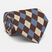 Cravate à col motif Argyle bleu (Roulé)