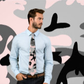 Cravate à cravate de camouflage rose, gris et noir