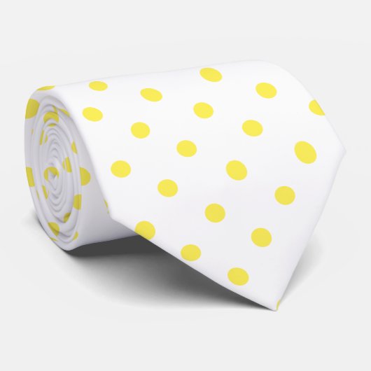 Cravate à cravate jaune et blanc Polka (Roulé)