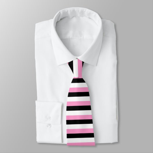 Cravate à cravate noire, rose et blanche (Attaché)