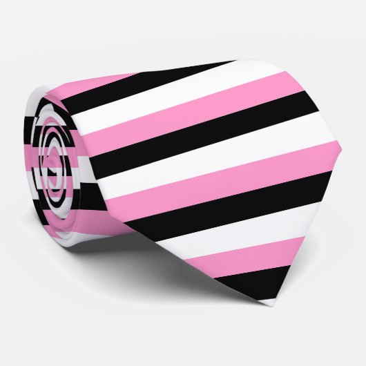 Cravate à cravate noire, rose et blanche (Roulé)