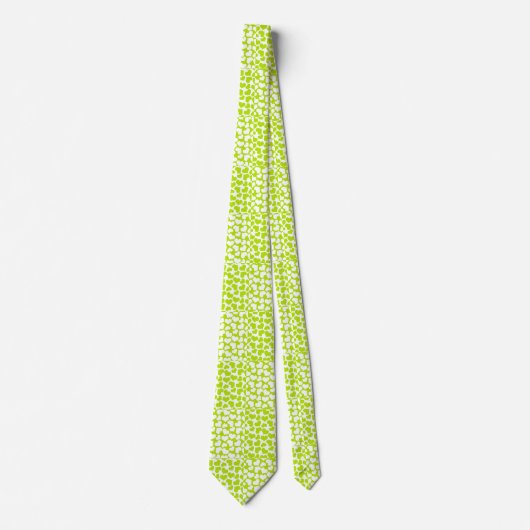 Cravate à damiers Amour en Lime Vert et Blanc (Devant)