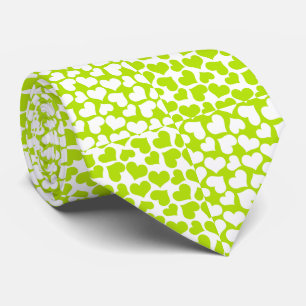 Cravate à damiers Amour en Lime Vert et Blanc