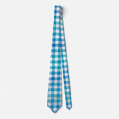 Cravate à damiers Buffalo Plaid bleu et blanc (Devant)