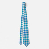 Cravate à damiers Buffalo Plaid bleu et blanc (Dos)
