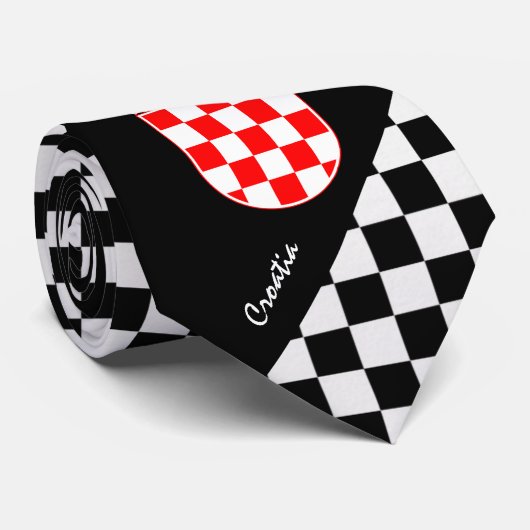 Cravate à damiers Croatie Cravate, drapeau croate mode (Roulé)