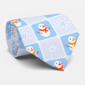 Cravate À damiers hiver bonhomme de neige motif et flocons (Roulé)