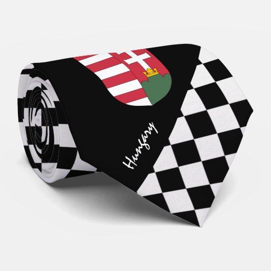 Cravate à damiers Hongrie Cravate, drapeau hongrois mode (Roulé)