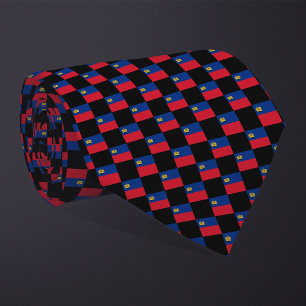 Cravate à damiers Motif du drapeau du Liechtenstein