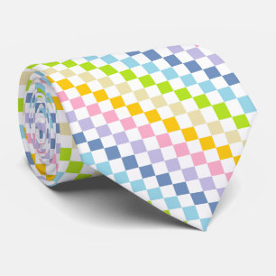 Cravate à damiers Pastel Rainbow