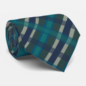 Cravate à damiers Plaid Bleu Vert Violet Et Turquoise (Roulé)