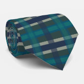 Cravate à damiers Plaid Bleu Vert Violet Et Turquoise (Roulé)