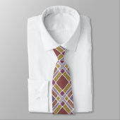 Cravate à damiers Plaid Diamant - Brown Or (Attaché)
