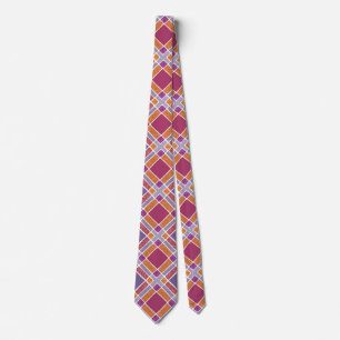 Cravate à damiers Plaid en diamant - rouge et violet