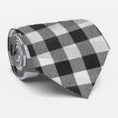 Cravate à damiers Plaid Noir Et Blanc (Roulé)