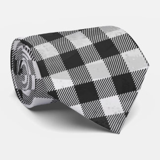 Cravate à damiers Plaid Noir Et Blanc