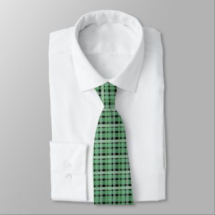 Cravate à damiers Plaid Tartan Vert Grandes Sur Noir