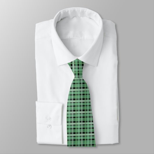 Cravate à damiers Plaid Tartan Vert Grandes Sur Noir (Attaché)