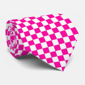 Cravate à damiers rose et blanc (Roulé)