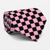 Cravate à damiers rose et noir (Roulé)