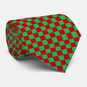 Cravate à damiers rouge et vert (Roulé)