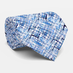 Cravate à damiers, tartan, plaid, classique, bleu, blanc