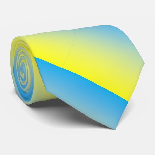 Cravate À Deux Tons Jaune Et Bleu (Roulé)