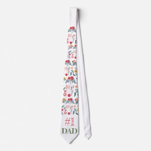 Cravate à Fête des pères florale : #1 DAD (Devant)