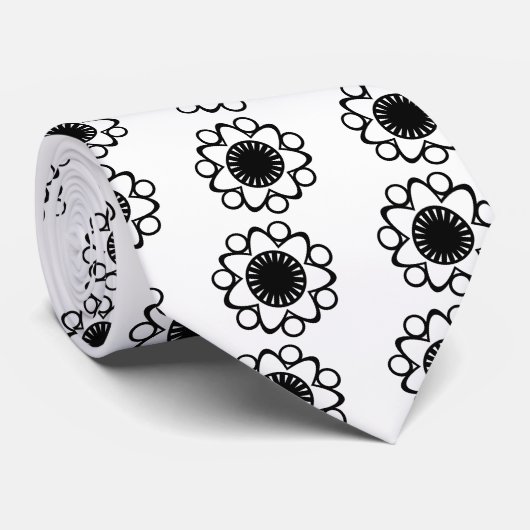 Cravate à fleurs, noire (Roulé)