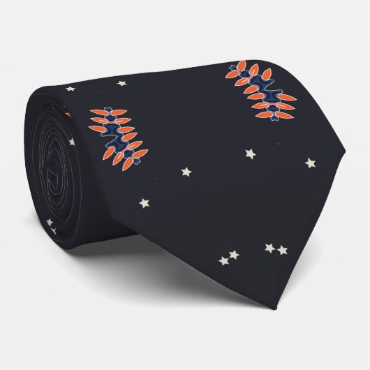 Cravate à motif étoiles et vaisseau spatial unique (Roulé)