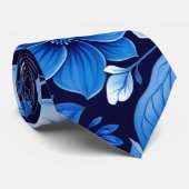 cravate à motif floral bleu (Roulé)
