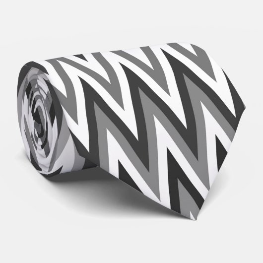 Cravate à motif noir et blanc en zigzag (Roulé)
