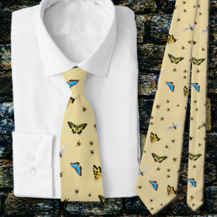 Cravate à motif papillons et abeilles