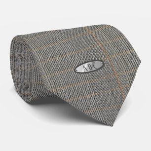 Cravate à motif tweed avec monogramme - Cadeau élé