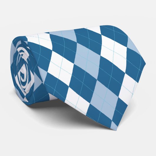 Cravate à motifs de losanges bleue et blanche (Roulé)