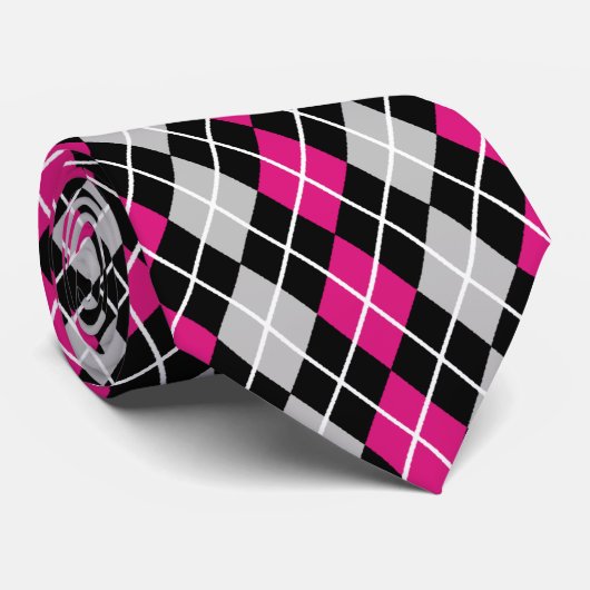 Cravate à motifs de losanges noire (Roulé)