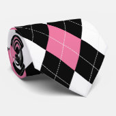 Cravate à motifs de losanges rose et noire (Roulé)