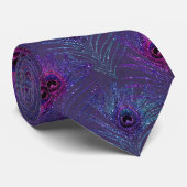 Cravate à plumes de paon violet bleu (Roulé)