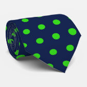 Cravate à points Polka (bleu marine et vert citron (Roulé)