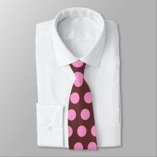 Cravate à points Polka Brown et rose