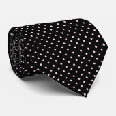 Cravate à points Polka noir et blanc pour hommes (Roulé)