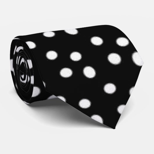 Cravate à points Polka noirs et blancs (Roulé)