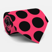 Cravate à points Polka rose et noir (Roulé)