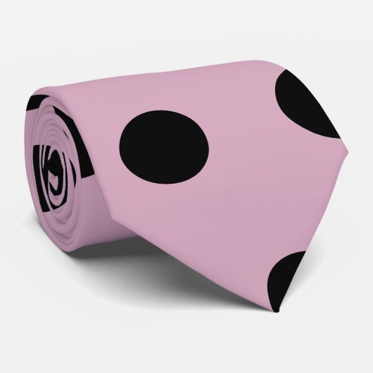 Cravate à points Polka (rose et noir) (Roulé)
