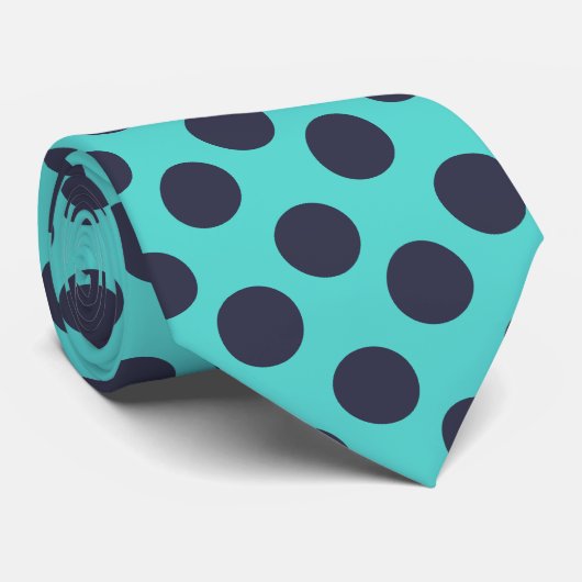 Cravate à points Polka turquoise et bleu (Roulé)
