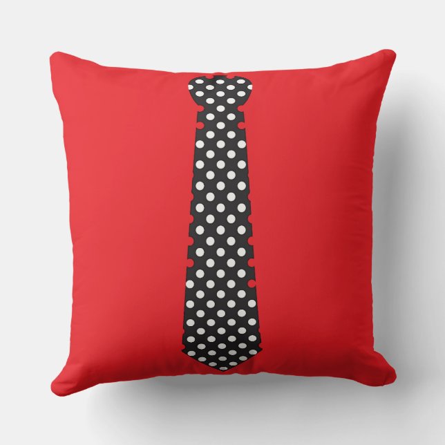 Cravate à pois noirs Coussin de jet rouge (Verso)