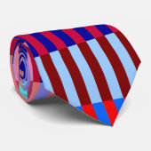 Cravate à rayures bleu rose et rouge (Roulé)