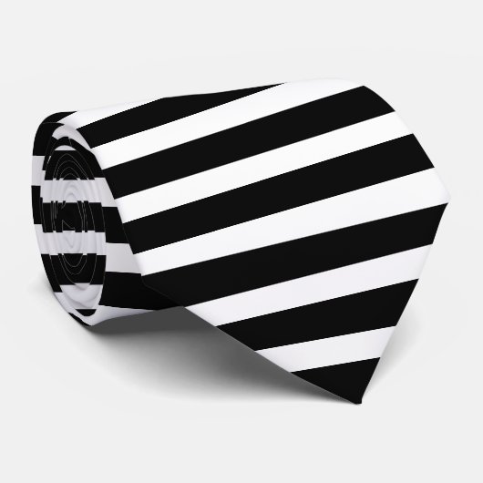 Cravate à rayures noir et blanc | Bandes horizonta (Roulé)