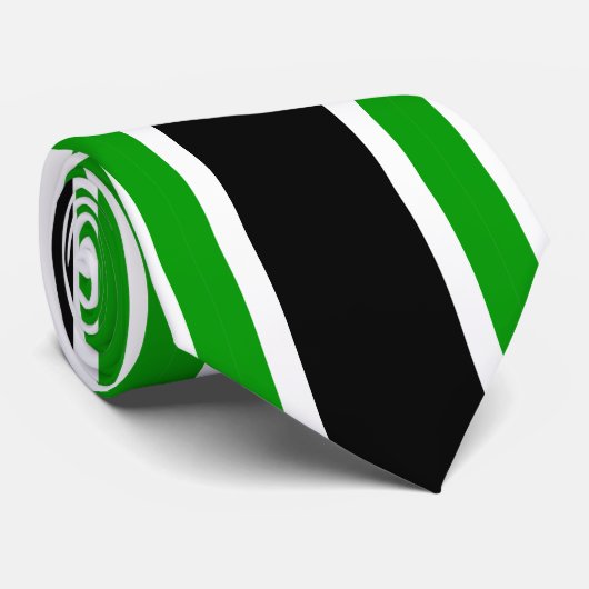 Cravate à rayures noir et blanc vert (Roulé)