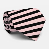 Cravate à rayures noire et rose (Roulé)